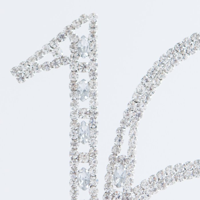 16 Cake Topper 16th Birthday Party Supplies Crystal Rhinestone Decoration (Gold) N12