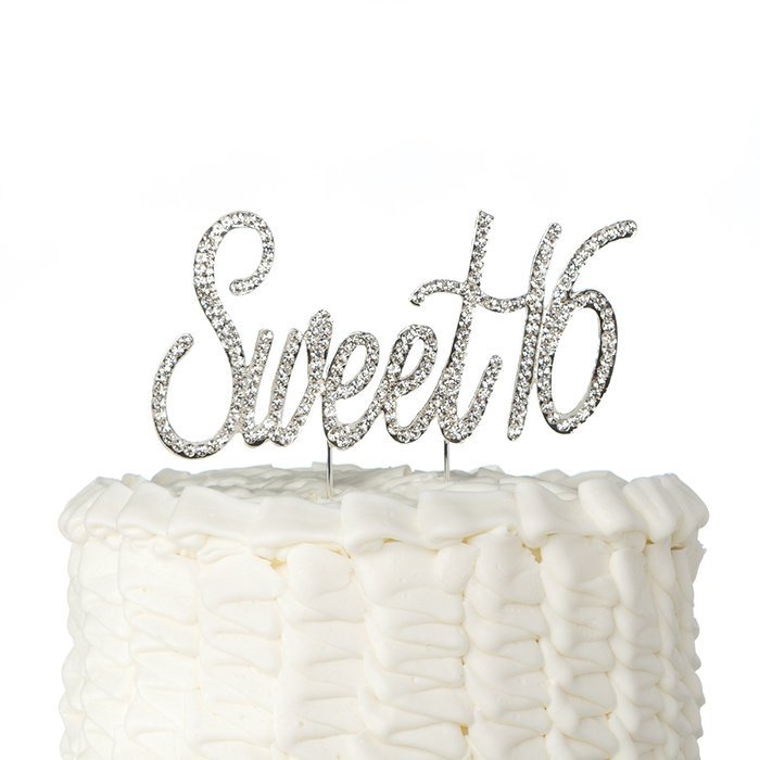 16 Cake Topper 16th Birthday Party Supplies Crystal Rhinestone Decoration (Gold) N15