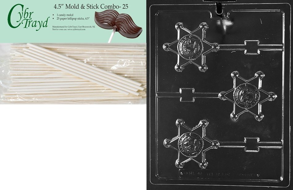 Cybrtrayd J108 Sherriff Badge Pop Jobs Chocolate Candy Mold N7