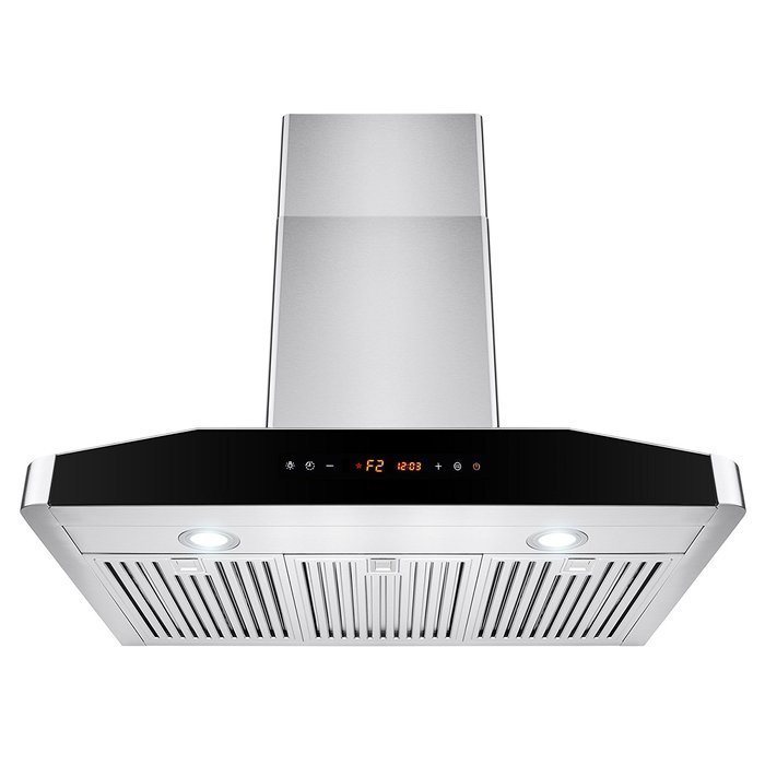 AKDY&reg; 30" Kitchen Stainless Steel Range Hood Wall Mount w/ Touch Control Panel Dual LED Lights 3 Baffle Filters
