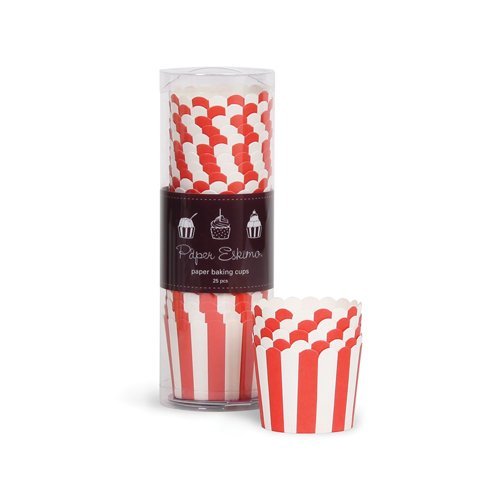 Paper Eskimo Baking Cups with Red Stripes, 25-Pack N4