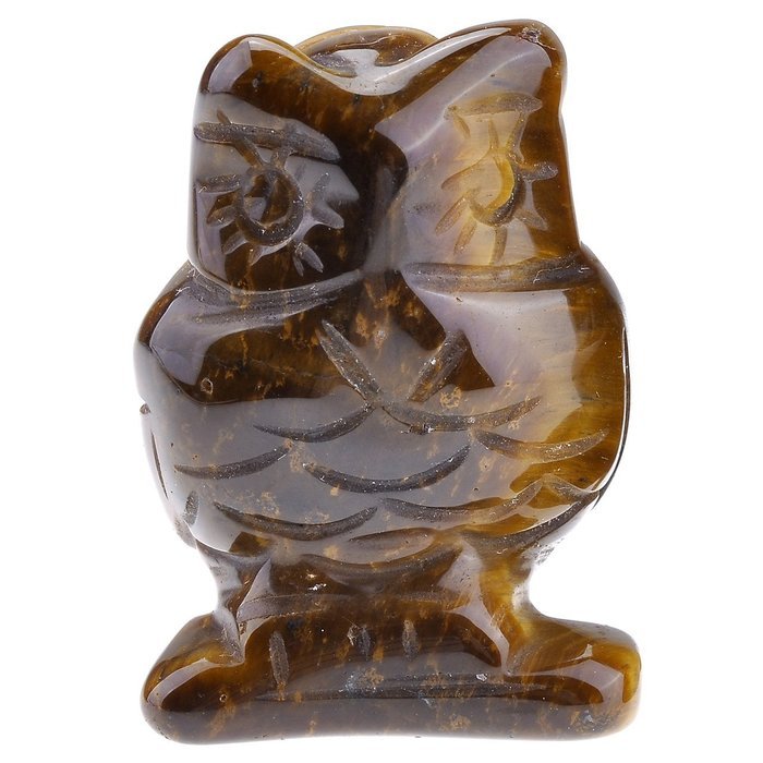 JOVIVI 1pc Natural Carved Gemstones Owl Figurine 1.5'' Room Decoration, with Gift Box (Tiger Eye) N5