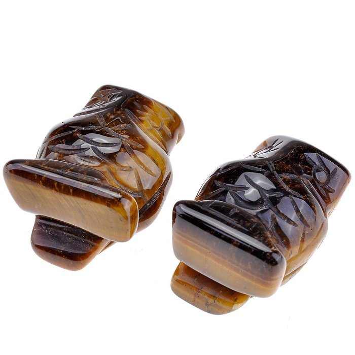 JOVIVI 1pc Natural Carved Gemstones Owl Figurine 1.5'' Room Decoration, with Gift Box (Tiger Eye) N6