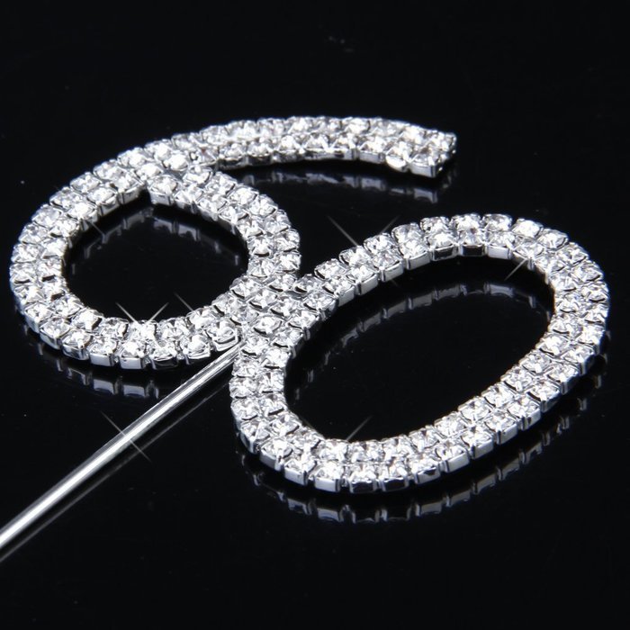 60th Anniversary Birthday Party Cake Topper w/Rhinestone N6