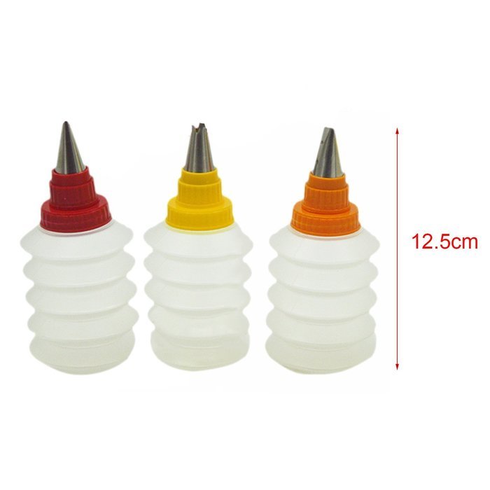 5 PCS Squeeze Bottles + 5 PCS Stainless Steel Piping Mouth + 1 PCS Spatula DIY Cake Baking Decorating Making Tools... N2