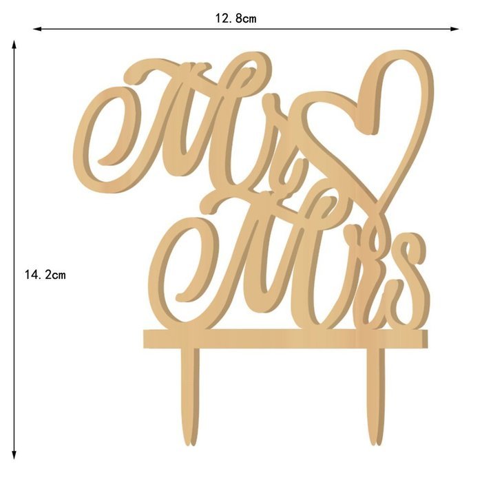 Pixnor Rustic Wedding Cake Topper " Mr Mrs " ,Wood Cake Topper for Cake Decorations (Wood colour) N2