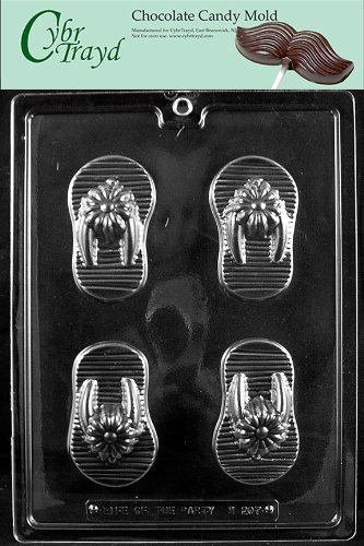 Cybrtrayd M207 Flip-Flops Chocolate Candy Mold with Exclusive Cybrtrayd Copyrighted Chocolate Molding Instructions