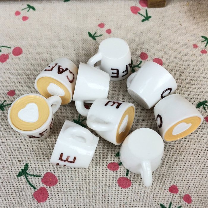 10Pieces Flat Back Resin Cabochon Fake White Cafe Cup DIY Flatback Embellishment Accessories Scrapbooking