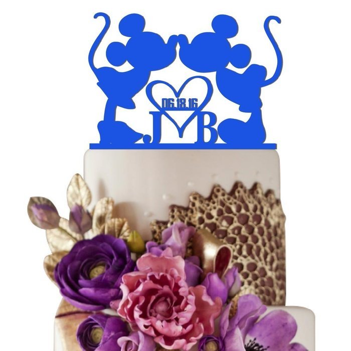 Sugar Yeti Made In USA Personalized Wedding Cake Topper Minnie Heart Mickey Initials With Date #25 Black N10