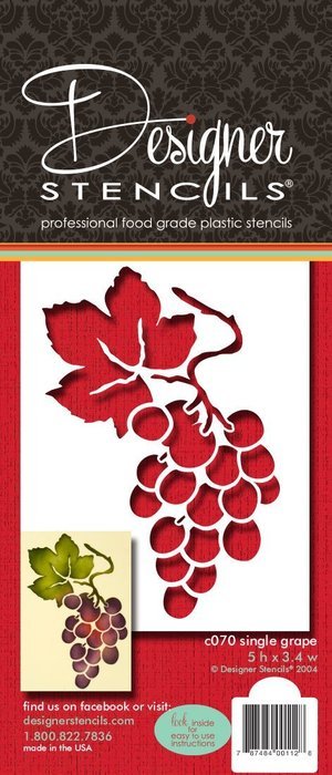 Designer Stencils C070 Single Grape Cake Stencil, Beige/semi-transparent N3