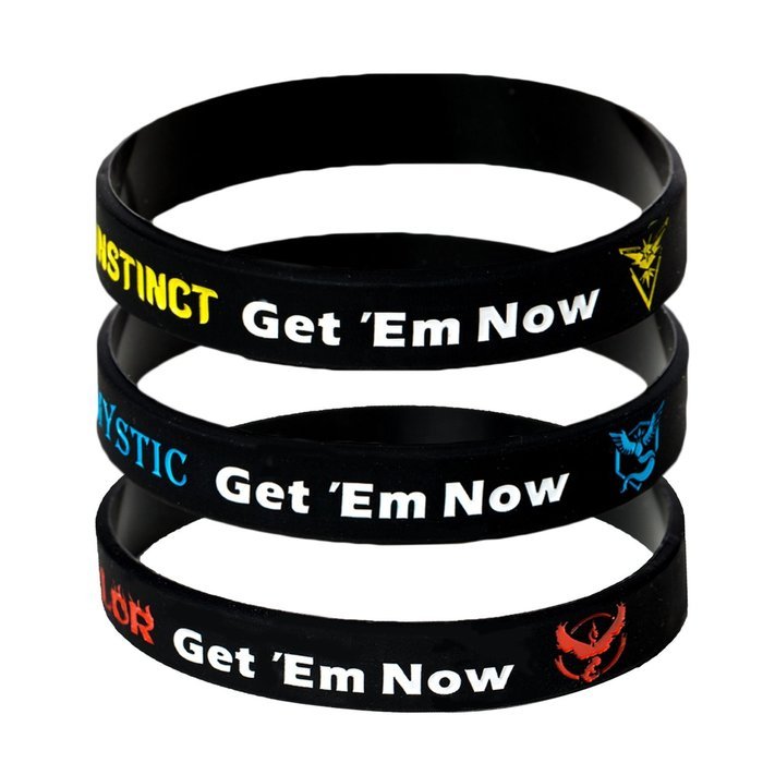 Pokemon Go Theme Silicone Wristband Bracelets [Set of 3] - Mystic [Blue] (1), Valor [Red] (1), Instinct [Yellow... N5