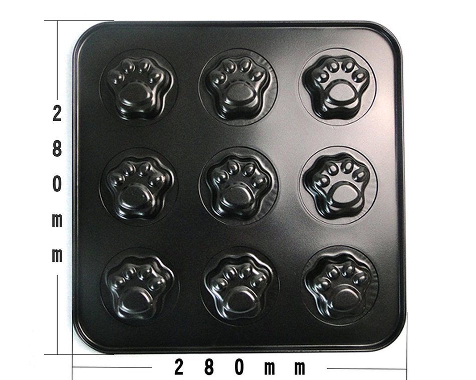 BETOP HOUSE Durable 9-Cup Nonstick Gold Cute Mini Cat Pawn Cake Pan Mold N3