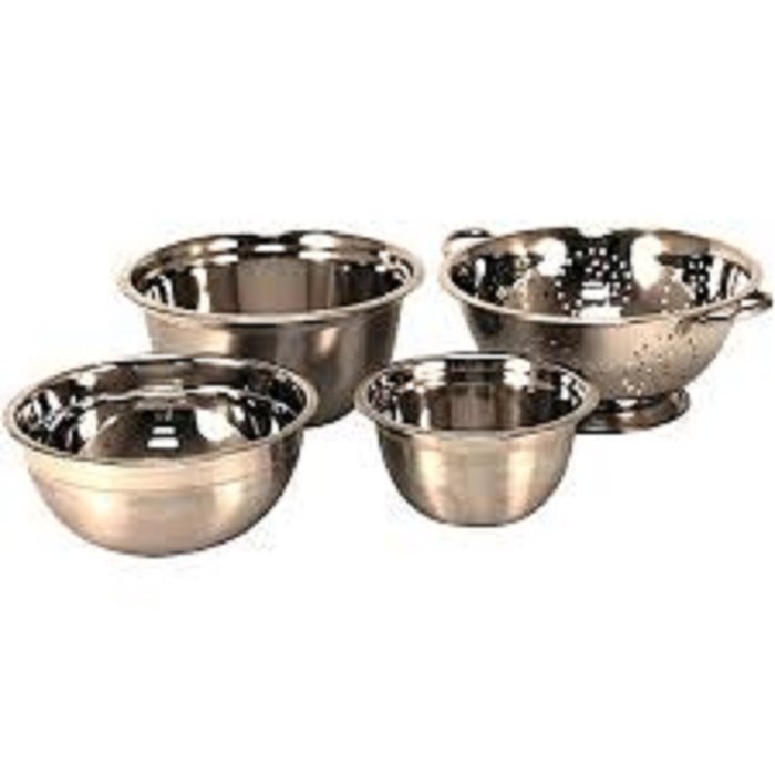 Heuck Stainless Steel 4-piece Euro Style Mixing Bowls and Colander