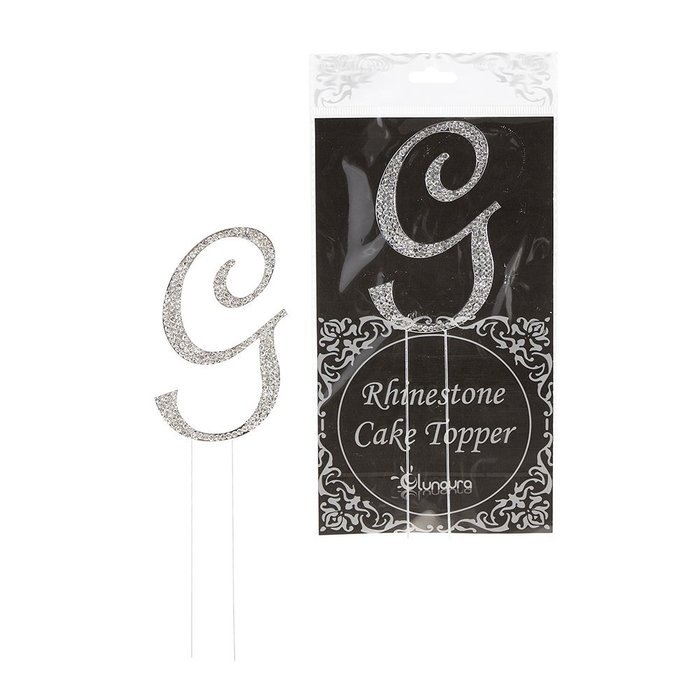 Lunaura - Sparkling Rhinestone Letter Cake Topper - G