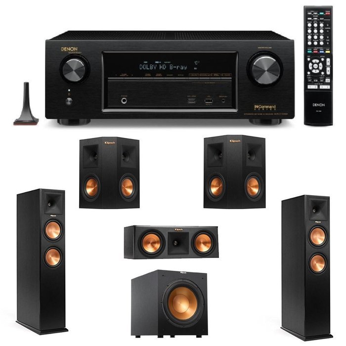 Denon AVR-X1100W 7.2 Channel Full 4K Ultra HD A/V Receiver with Bluetooth and Wi-Fi + 2 Klipsch RP-260F Reference... N2