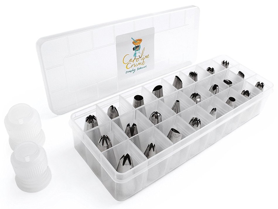 24 Piece Cake Decoration Icing Tips Set - Stainless Steel Piping Dispenser Nozzle Kit For Professional Baking.... N2
