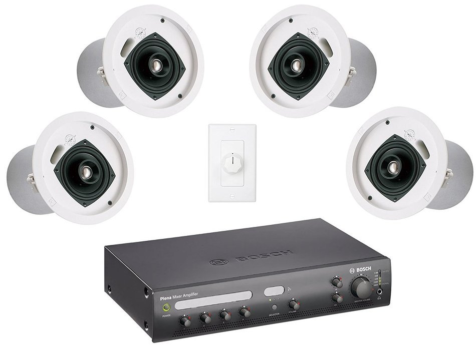 Restaurant Sound System with 4 Electro-Voice EVID C4.2 In Ceiling Loudspeakers and Bosch PLENA Mixer Amplifier...