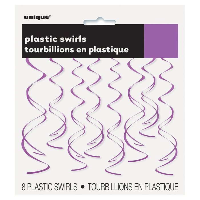 Plastic Hanging Swirl Decorations, 26", Light Blue, 8 Count N16