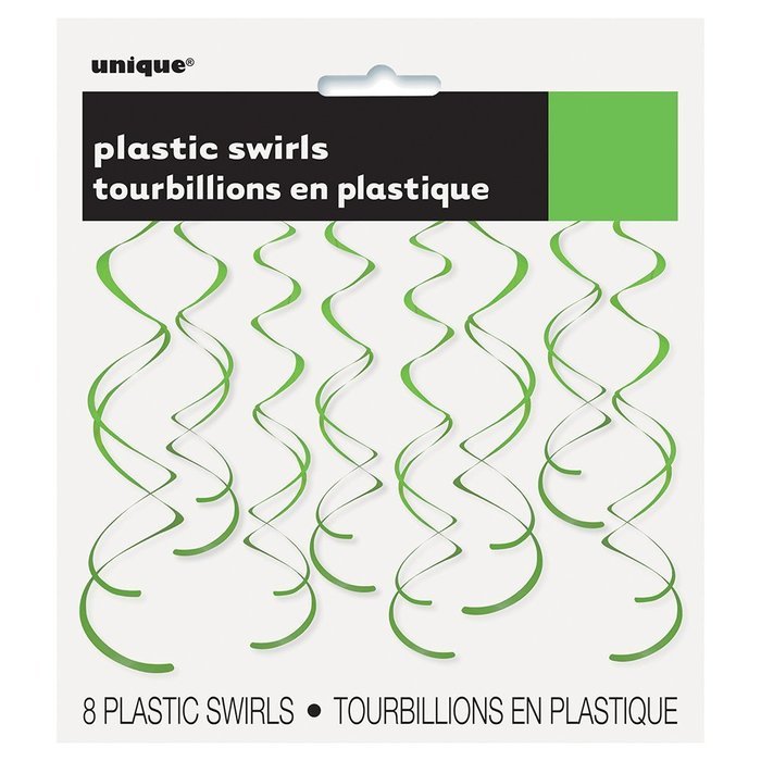 Plastic Hanging Swirl Decorations, 26", Light Blue, 8 Count N17