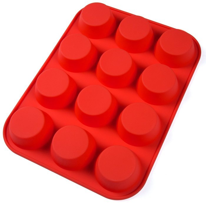 Zenware 12 Round Cup Non-Stick Silicone Baking Mold for Cupcakes, Muffins & Mini Cakes