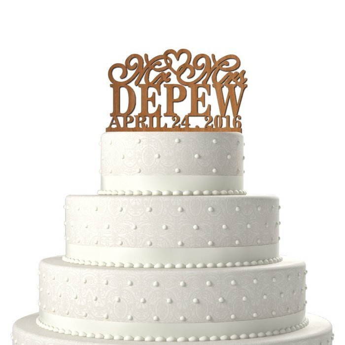 Rustic Wooden Personalized Cake Topper Ply Wedding Cake Topper #56 N3