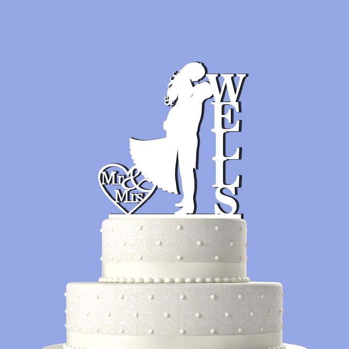 Sugar Yeti Made In USA Personalized Wedding Cake Topper Love Groom Kissing Bride #15 Gold Mirror N14