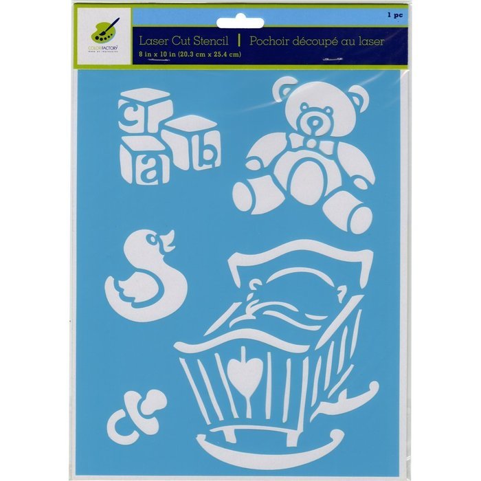 Multicraft Imports PA732O Baby 2 Color Factory Stencil, 8" by 10", Blue