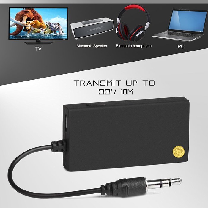 High Quality 2-in-1 Bluetooth Adapter Bluetooth Transmitter and Bluetooth Receiver w/ 3.5mm Cable Jack (Black) N4