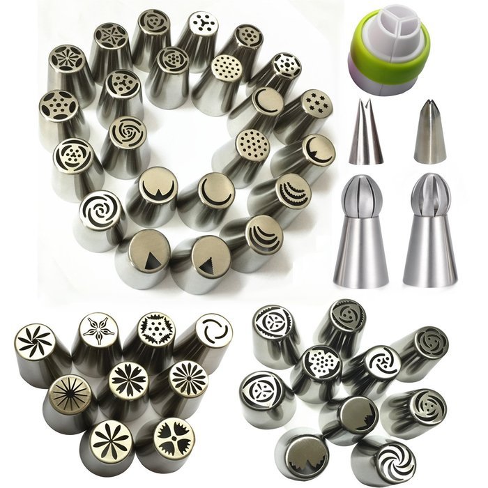 Russian Piping Tips 46 Pcs Set - KOOTIPS Cake/Cupcake Decorating Icing Tips - 41 Extra Large Stainless Steel Pastry...