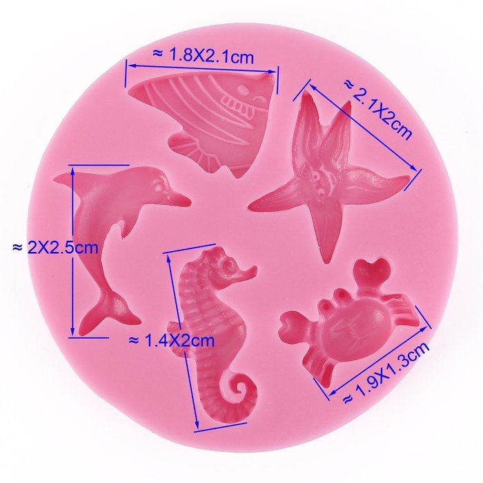 Anyana Sea Creatures Silicone Fondant Mould Sugar Paste Cake Cupcake Icing N5