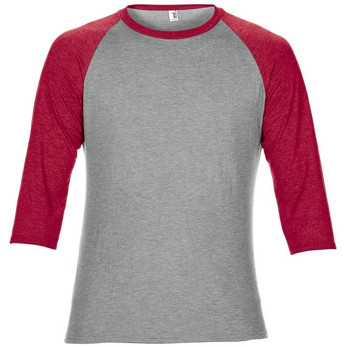 Anvil Unisex Two Tone Tri-Blend 3/4 Sleeve Raglan T-Shirt (M) (Heather Gray/Dark Green) N3