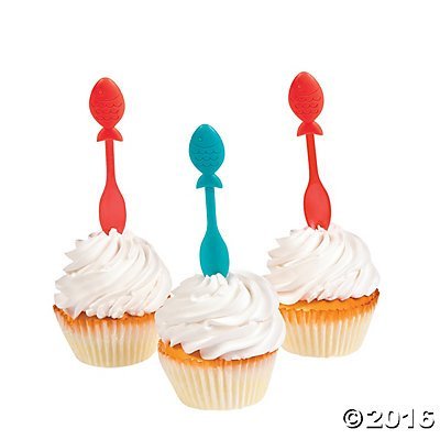 Little Fisherman Cupcake Picks with Spoon - 25 pc