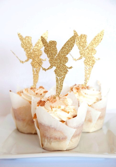 PuTwo 10 Counts Gold Glitter Angle Cupcake Toppers Cake Decorations N4