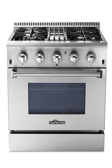 Thorkitchen HRD3088U 30" Freestanding Professional Style Dual Fuel Range with 4.2 cu. ft. Oven, 4 Burners, Convection... N3