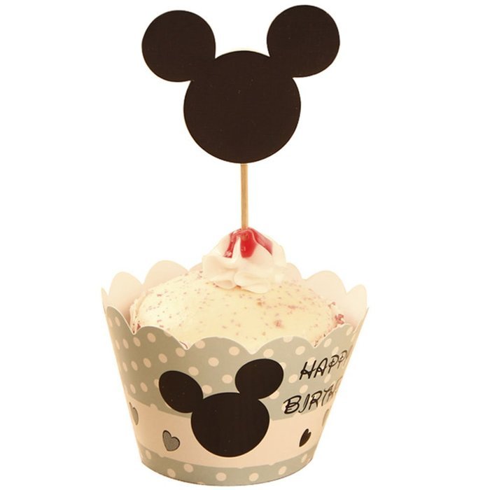 BETOP HOUSE Set of 1 Dozen Mickey Mouse Minnie Cupcake Mufiin Wrappers Toppers Kit for Kids Birthday Party Baby... N4
