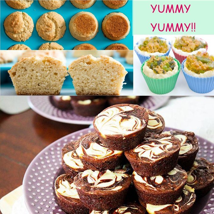 Silicone Muffin Pans, JamHoo 12 Cup Premium Large Cupcake Pan & 12 Reusable Vibrant Muffin Molds / Baking Cups... N2