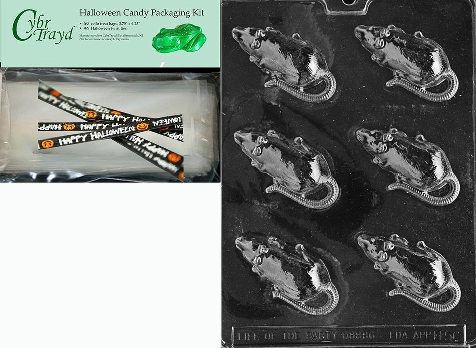 Cybrtrayd MdK50H-H056 Halloween Chocolate Mold with Chocolate Making Supply Kit, Rat