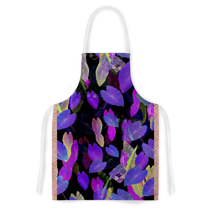 KESS InHouse Fernanda Sternieri "Fluo Jungle" Purple Black Artistic Apron, 31 by 35.75", Multicolor