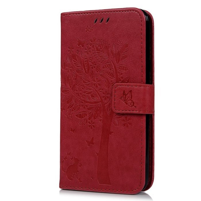 J7 Case,Samsung Galaxy J7 Case (2015 Version) - Wallet Embossed Butterflies Tree Premuim PU Leather Soft TPU Inner... N17