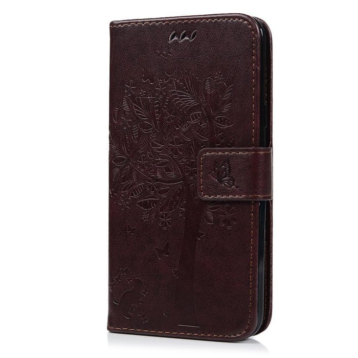 J7 Case,Samsung Galaxy J7 Case (2015 Version) - Wallet Embossed Butterflies Tree Premuim PU Leather Soft TPU Inner... N18