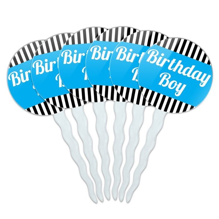 Set of 6 Cupcake Picks Toppers Decoration Birthday Party - Over the Hill Birthday Black Yellow N11