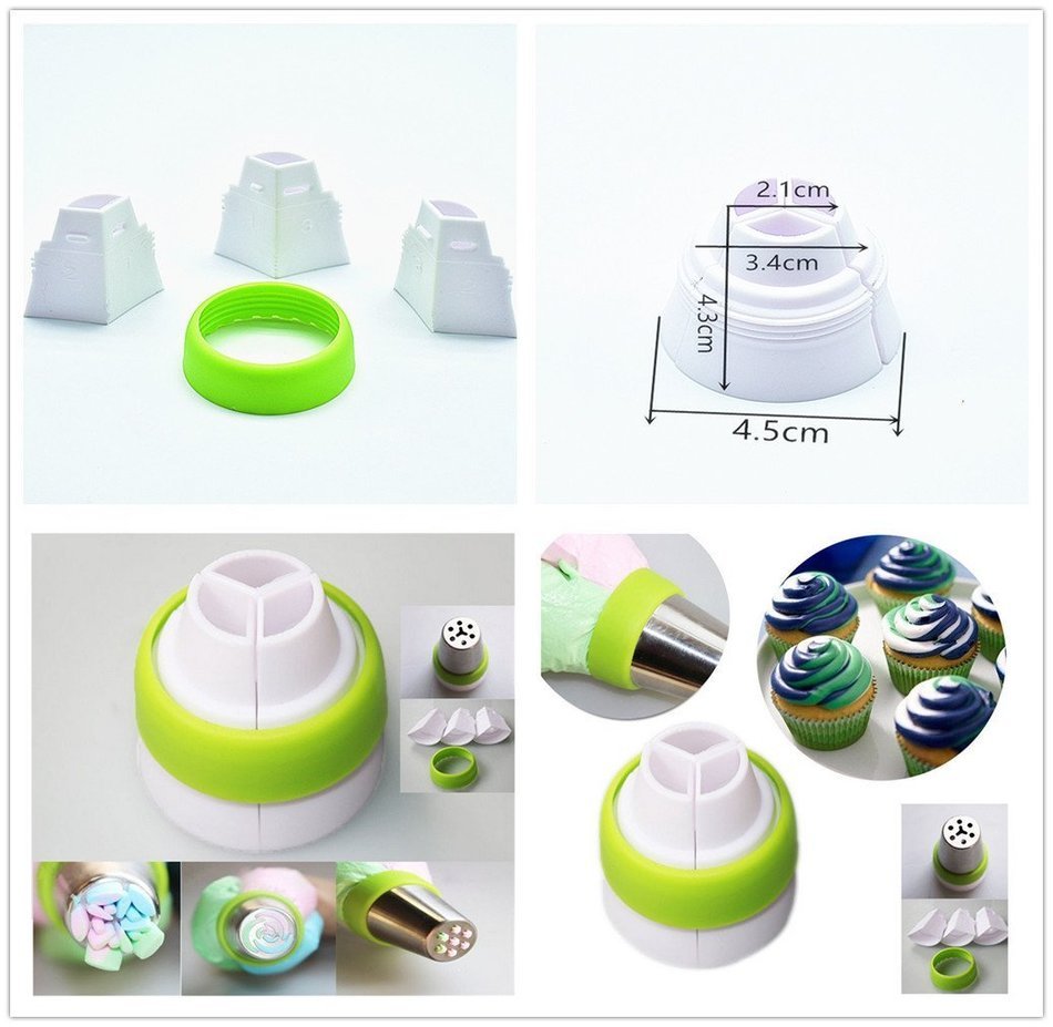 2 Pack Swirl 3 Color Coupler Decorating Tool Cake Tools Cupcake Fondant Cookie Cutters Icing Piping Cream Pastry... N7