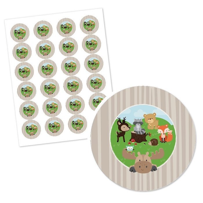 Woodland Creatures - Cupcake Picks with Stickers - Party Cupcake Toppers - 12 Count N3