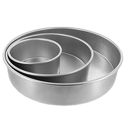 Cake Pan Set of 3, Round 3 Inches (6", 10" 14") by Magic Line