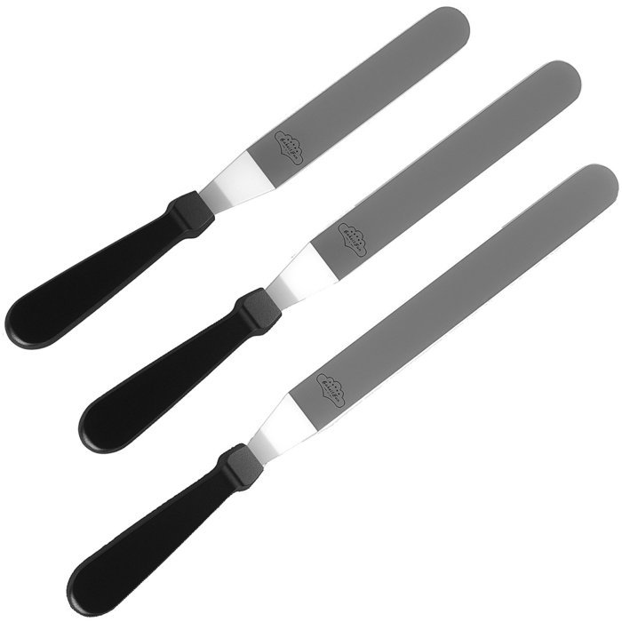 BakeitFun Stainless Steel Angled Icing Spatula Set | Professional Cake ...