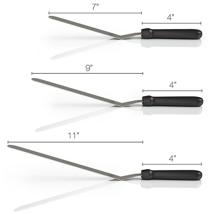 BakeitFun Stainless Steel Angled Icing Spatula Set | Professional Cake Decorating Tools with Black Plastic Handle... N11