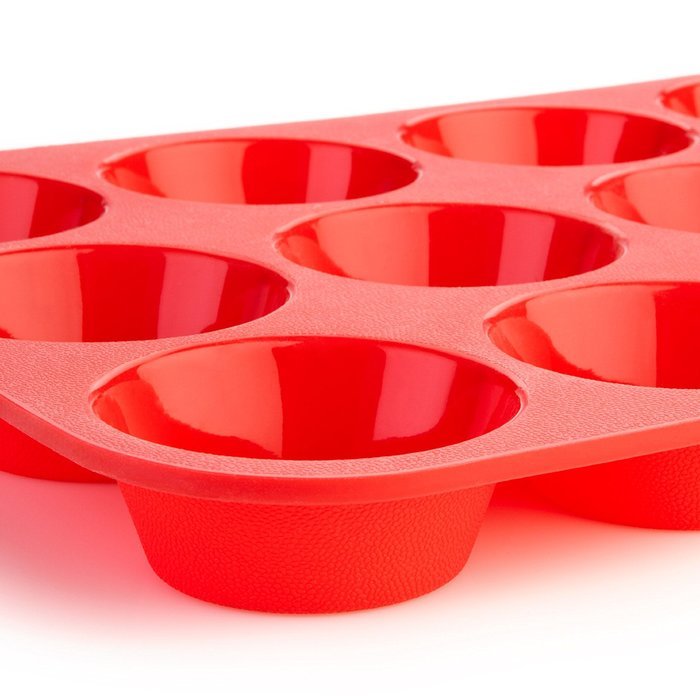 OvenArt Bakeware Silicone 12-Cup Muffin Pan, Red N7