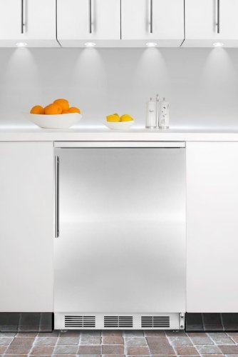 Summit FF6BI7SSHV: Commercially approved built-in undercounter all-refrigerator with stainless steel door and... N2