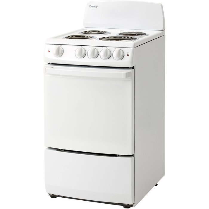 Danby DER200W 20-Inch Wide Electric Range with Coil Element Cooktop and 2.4 Cubic Feet Oven, White N3