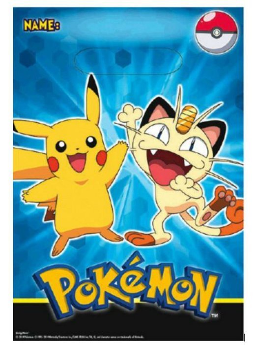 8 Pikachu & Friends Pokemon Birthday Party Plastic Gift Treat Loot Favor Bags